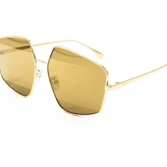 FENDI GOLD MIRRORED STRIPED UNISEX SUNGLASSES FE40016U